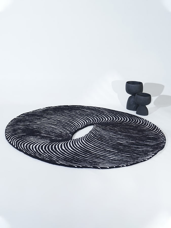 Cosmic Ring Irregular Designer Wool Hand Tufted Rug
