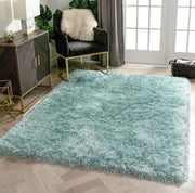 Handcrafted Sea Green Shaggy Carpet