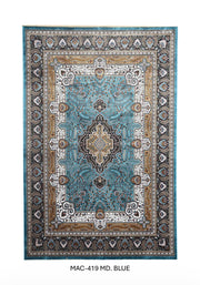 Blue Mahi Tabriz Persian Silk Carpet