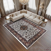 White Persian Wool Heavy Backing Anti Skid Traditional Carpet