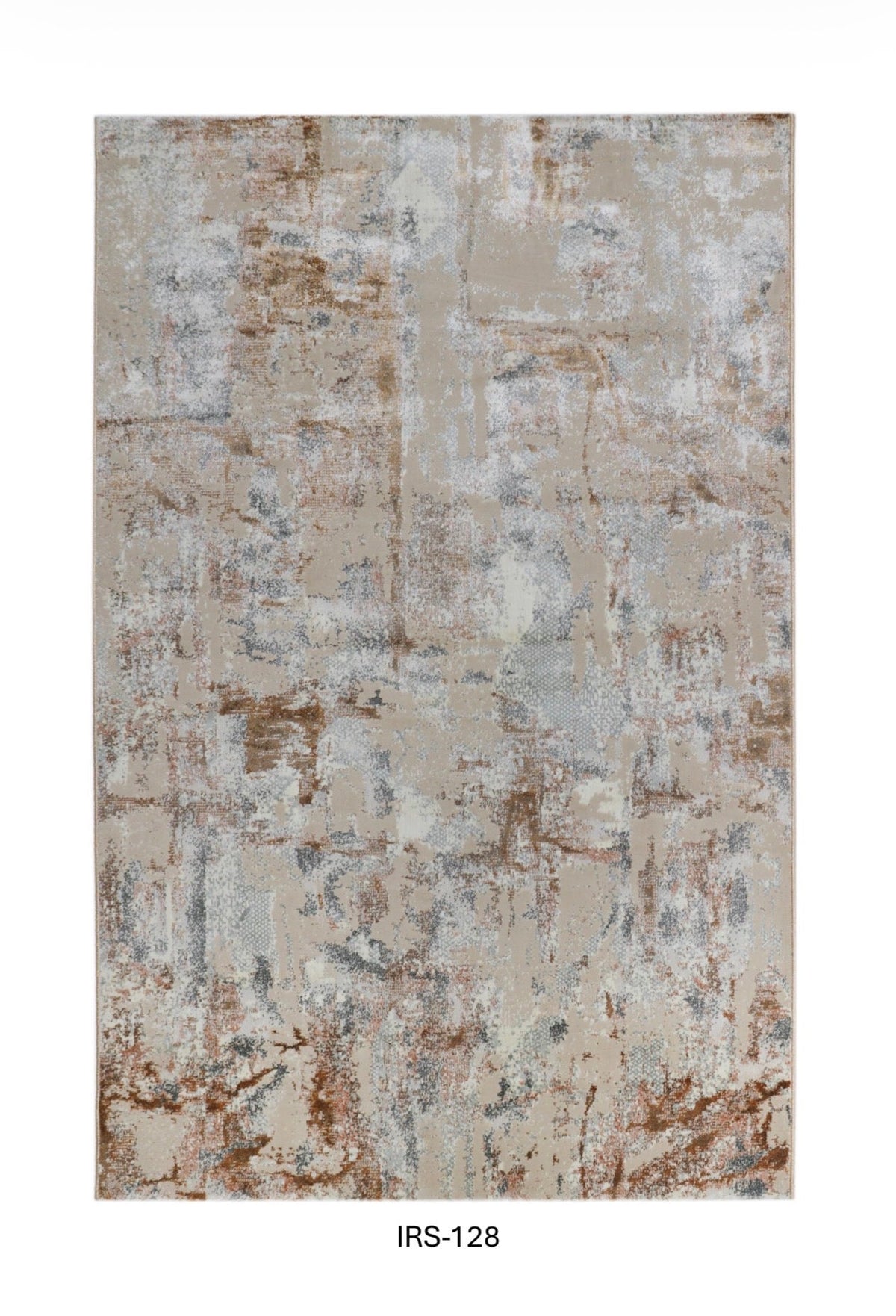 Beige & Silver Abstract Viscose Area Rug with Anti-Skid Backing