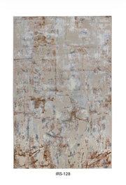 Beige & Silver Abstract Viscose Area Rug with Anti-Skid Backing