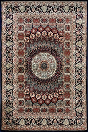 Navy Blue Persian Wool Traditional Heavy Anti Skid Rug