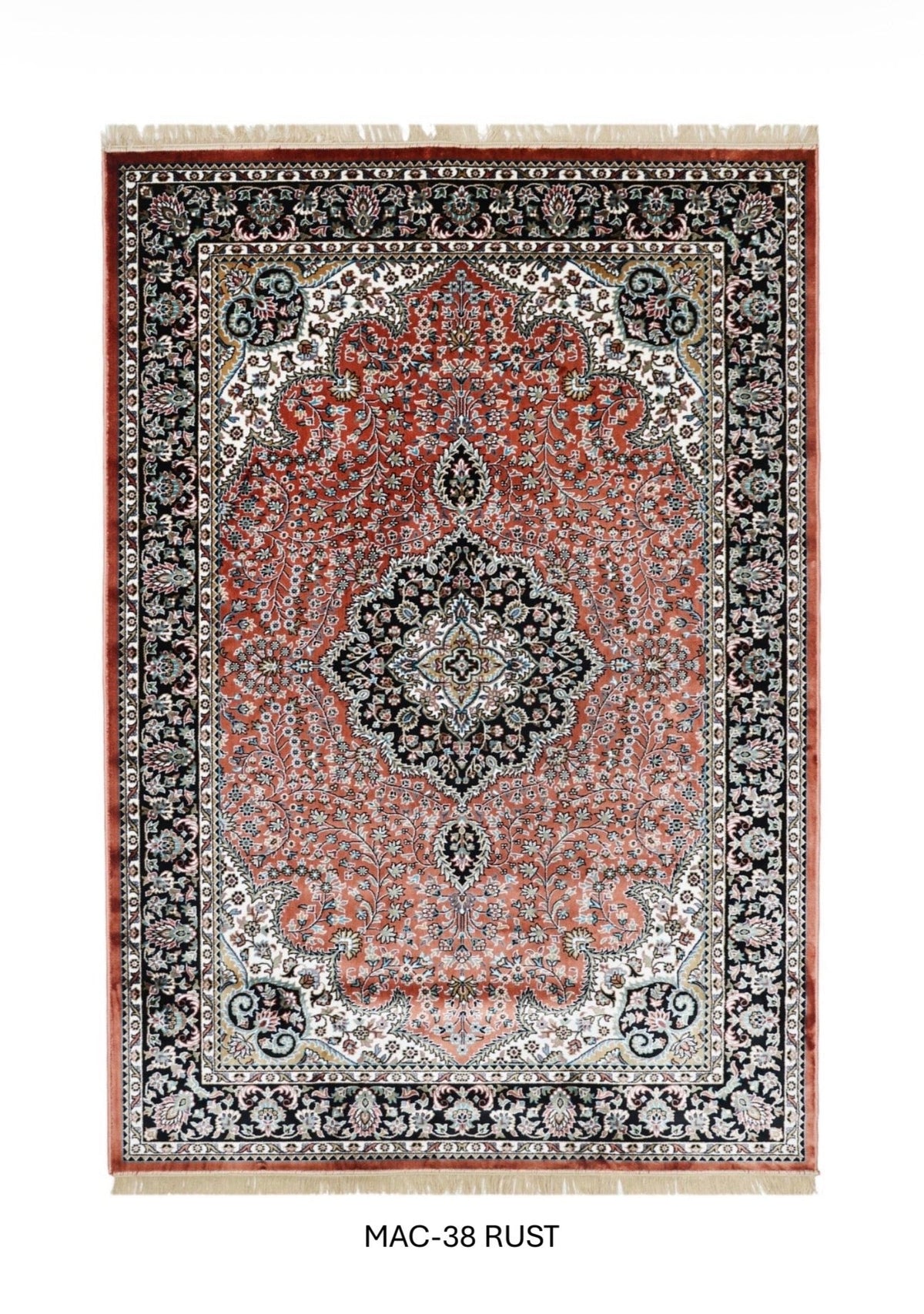 Rust Tabriz Medallion Persian Silk Carpet