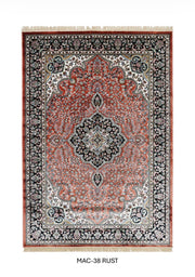 Rust Tabriz Medallion Persian Silk Carpet