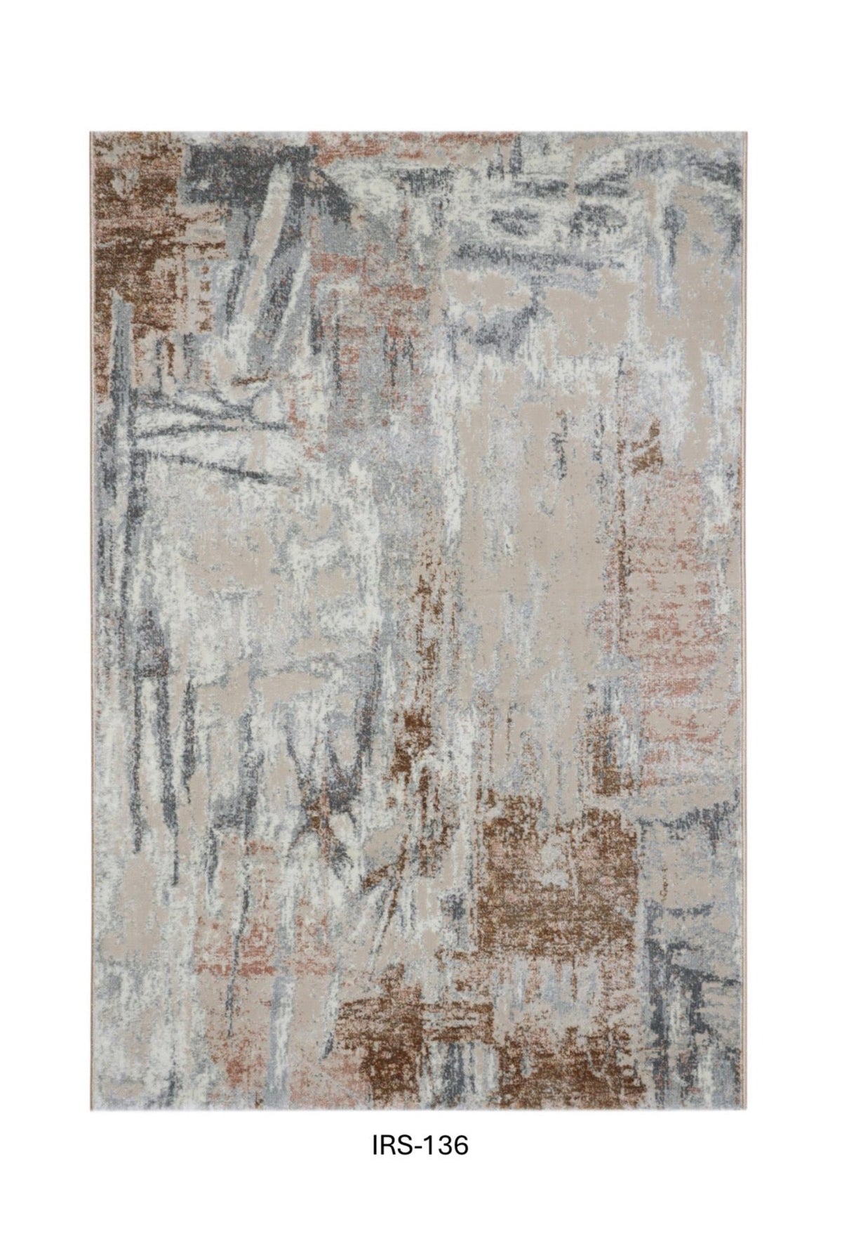 Sand & Slate Grey Abstract Viscose Area Rug with Anti-Skid Backing