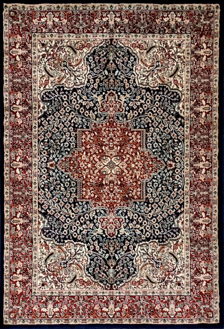 Navy Blue Persian Wool Traditional Anti Skid Heavy Rug