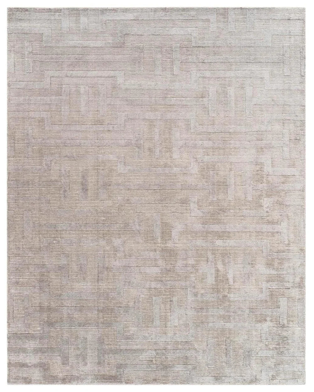 White Metal Silk New Zealand Wool Rug
