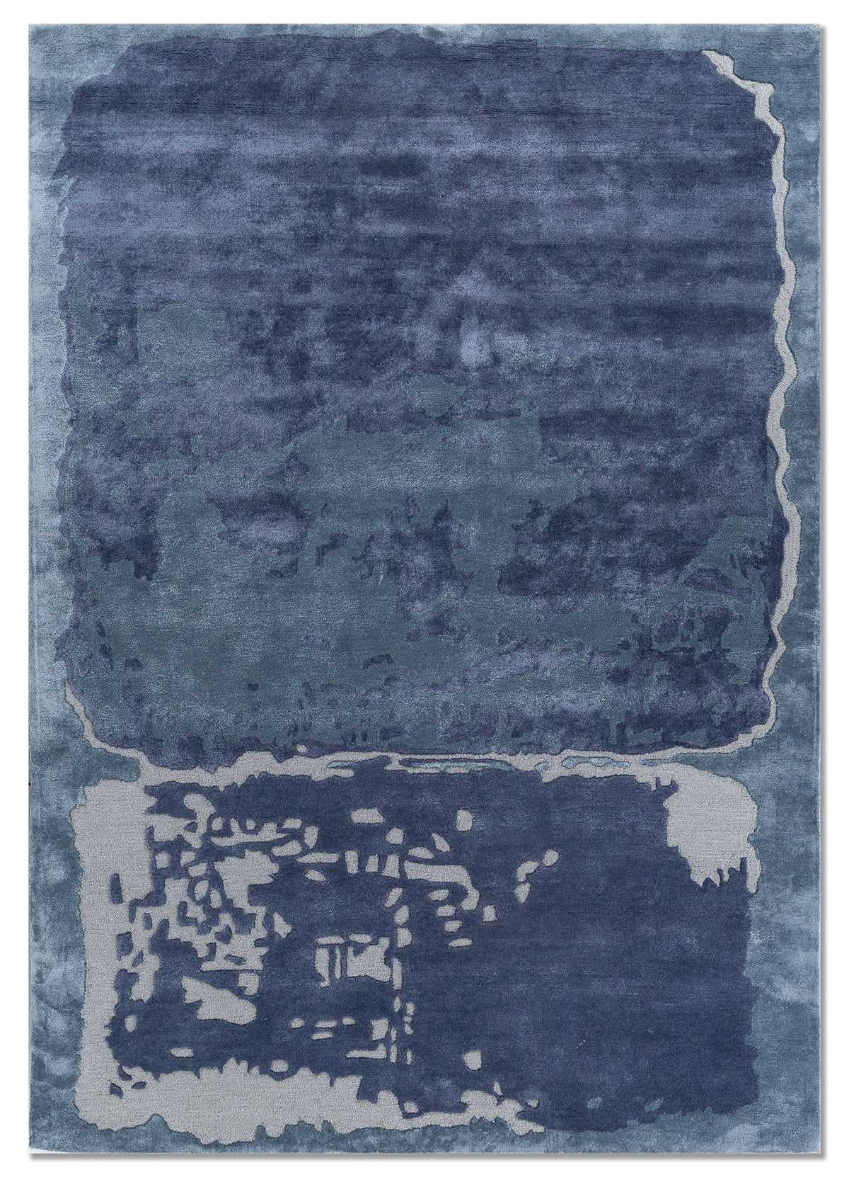 White Noise Blue Hand Tufted New Zealand Wool & Viscose Rug