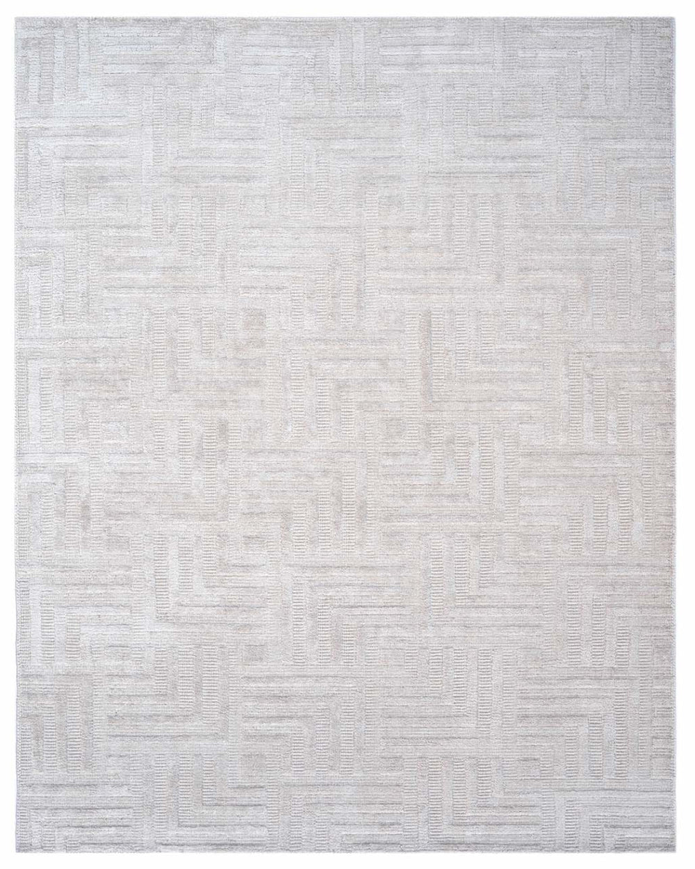 White Gold Silk New Zealand Wool Rug