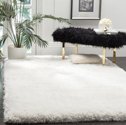 Handcrafted Snow White Shaggy Carpet