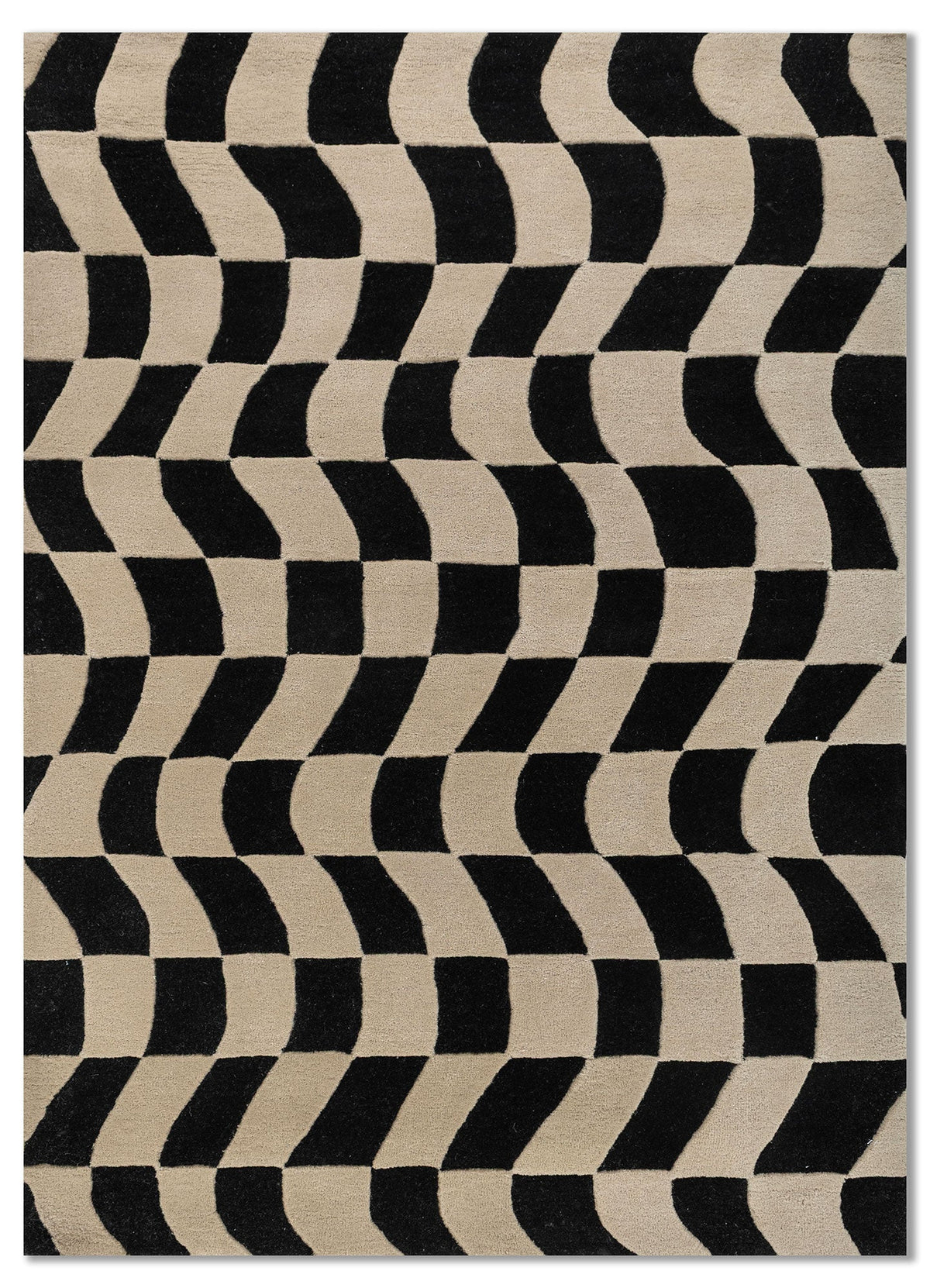 Adrift Cream & Black Hand Tufted New Zealand Wool Rug
