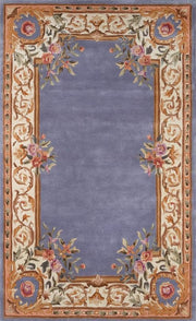 Vintage Blossom Slate Blue Hand Tufted New Zealand Wool Rug
