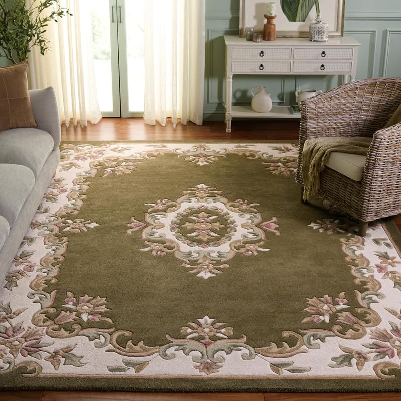 Olive Green Hand Tufted New Zealand Wool Abuson Rug