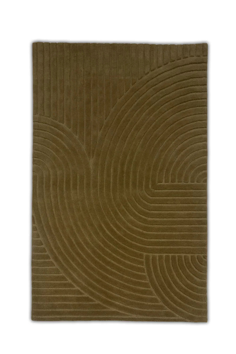 Olive Green Hand Tufted New Zealand Wool Rug