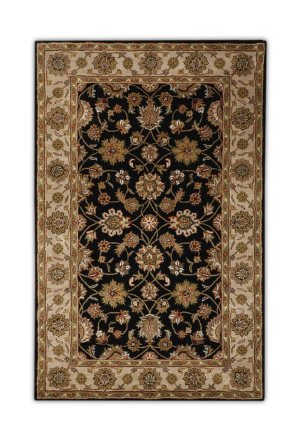 Black & Beige Hand Tufted New Zealand Wool Rug