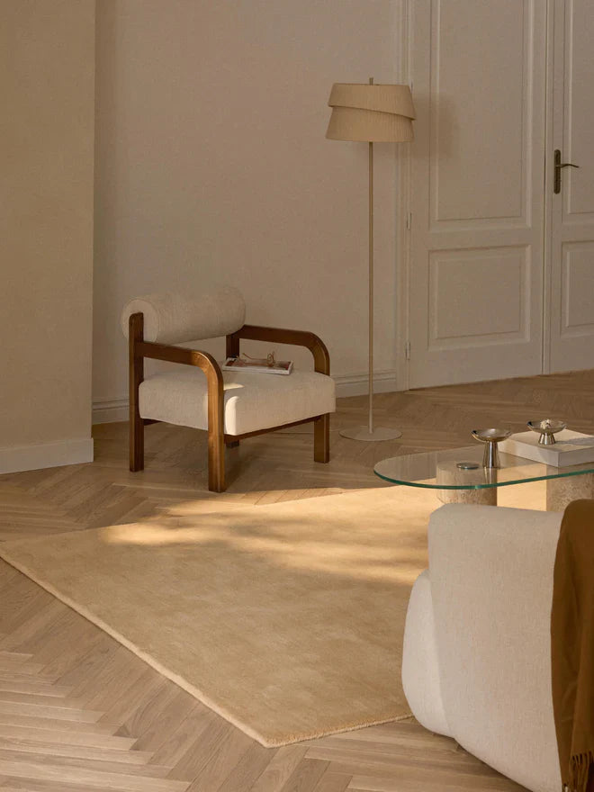 Light Beige New Zealand Wool Hand Tufted Rug