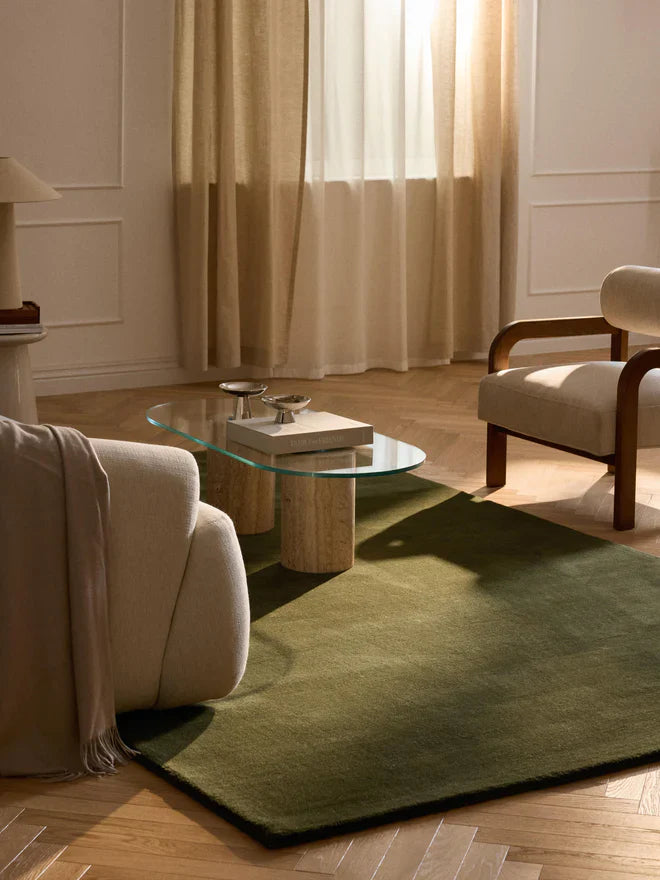Olive Green New Zealand Wool Hand Tufted Rug