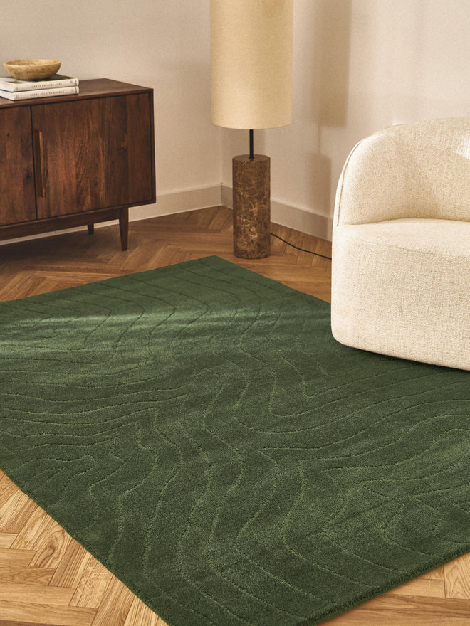 Dark Green
 New Zealand Wool Hand Tufted Rug