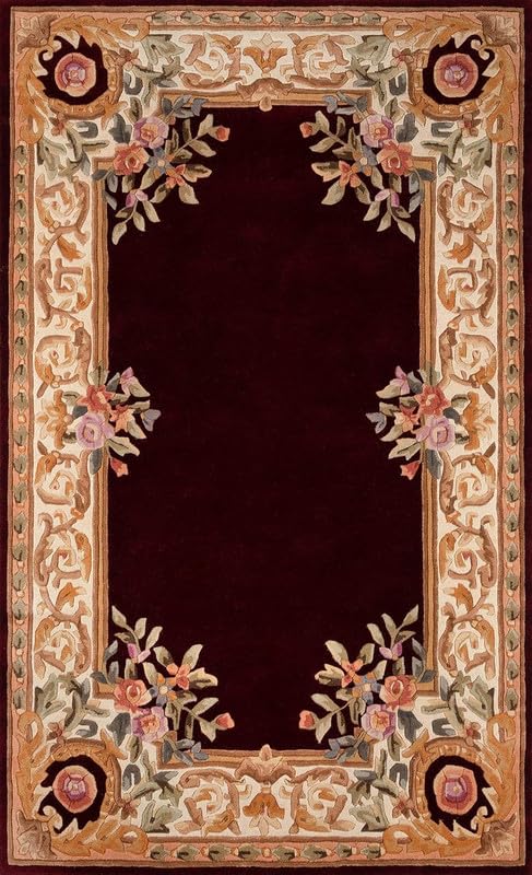 Vintage Blossom Burgundy Persian Hand Tufted New Zealand Wool Rug