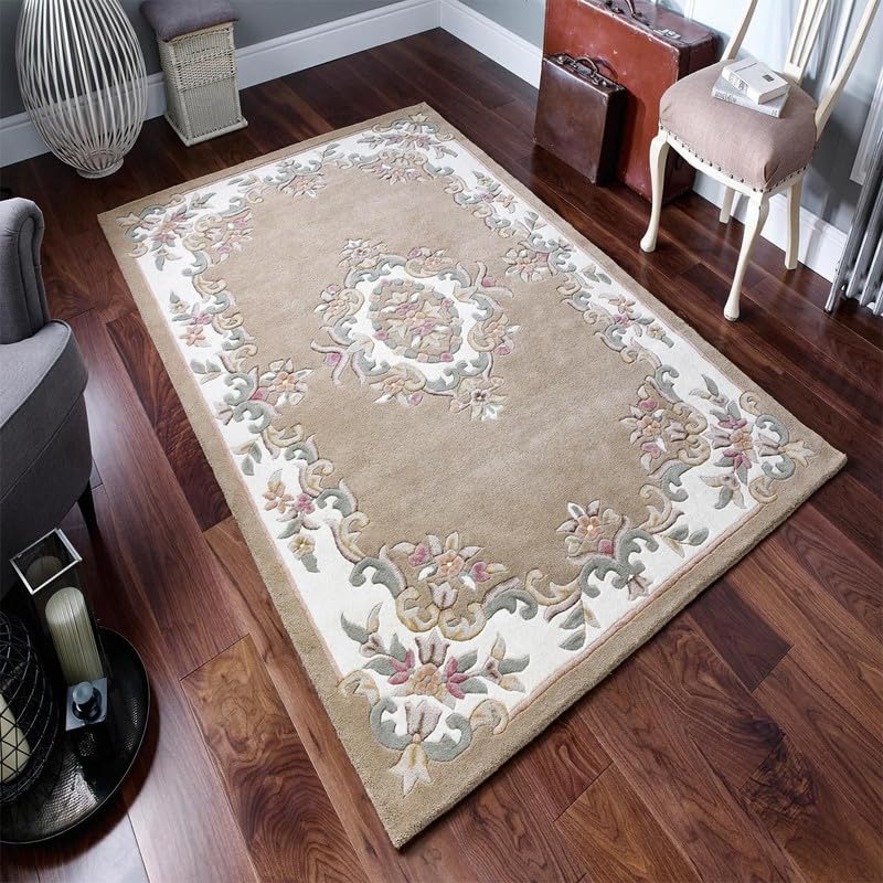 Camel Beige Persian Abuson Hand Tufted New Zealand Wool Rug