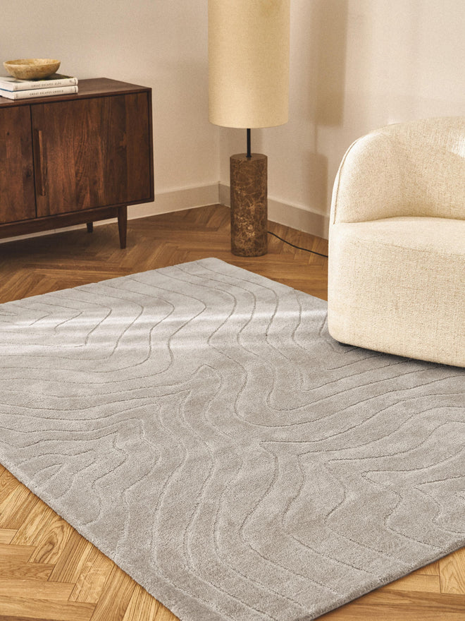 Light Beige Modern Hand Tufted New Zealand Wool Rug