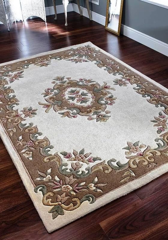 White & Brown Hand Tufted New Zealand Wool Abuson Rug
