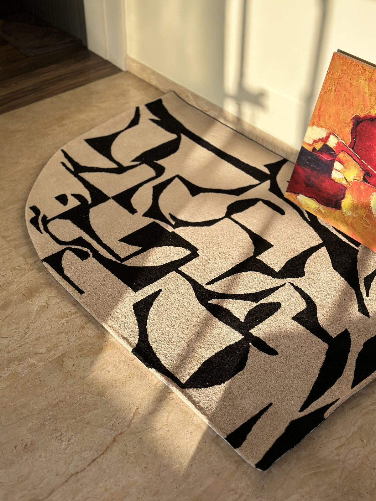 Noir Nexus Hand Tufted Area Rug Irregular Shape Carpet