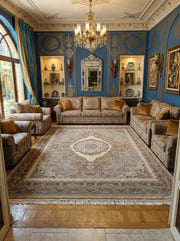 Sabeeha Iranian Imported 1500 Reeds Beige Rug