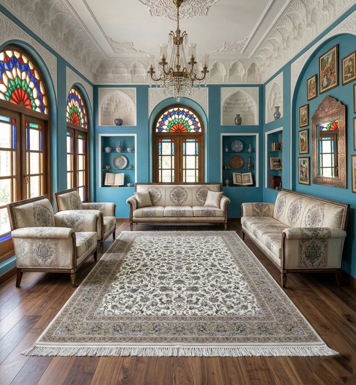 Sabira Iranian Imported 1500 Reeds Off White Rug
