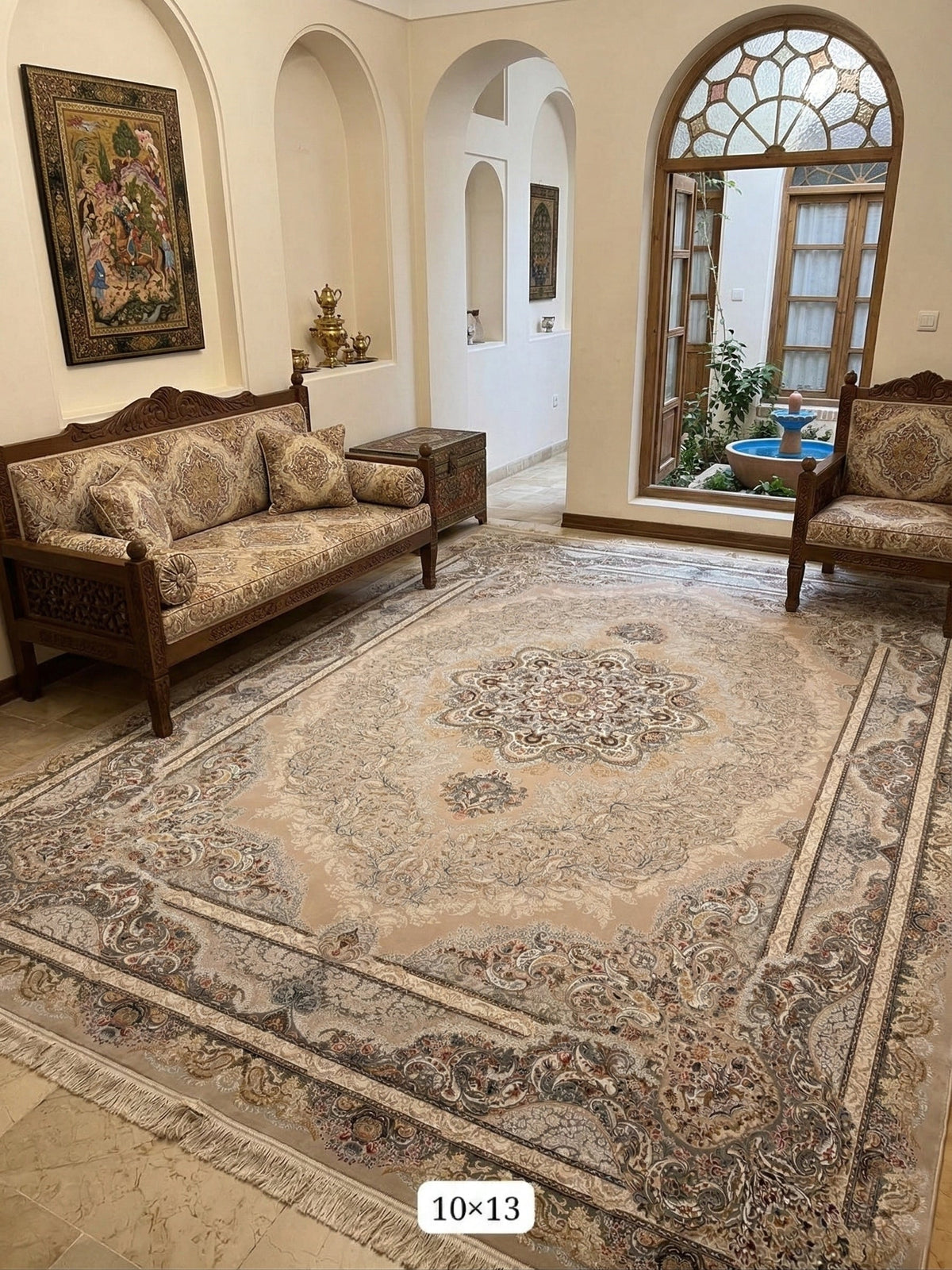 Samina Iranian Imported 1500 Reeds Beige Rug
