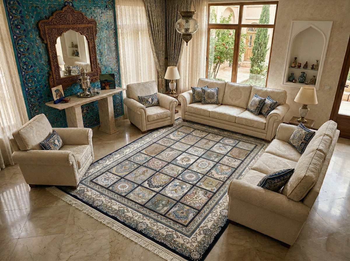 Homay Iranian Imported 1500 Reeds Black Rug