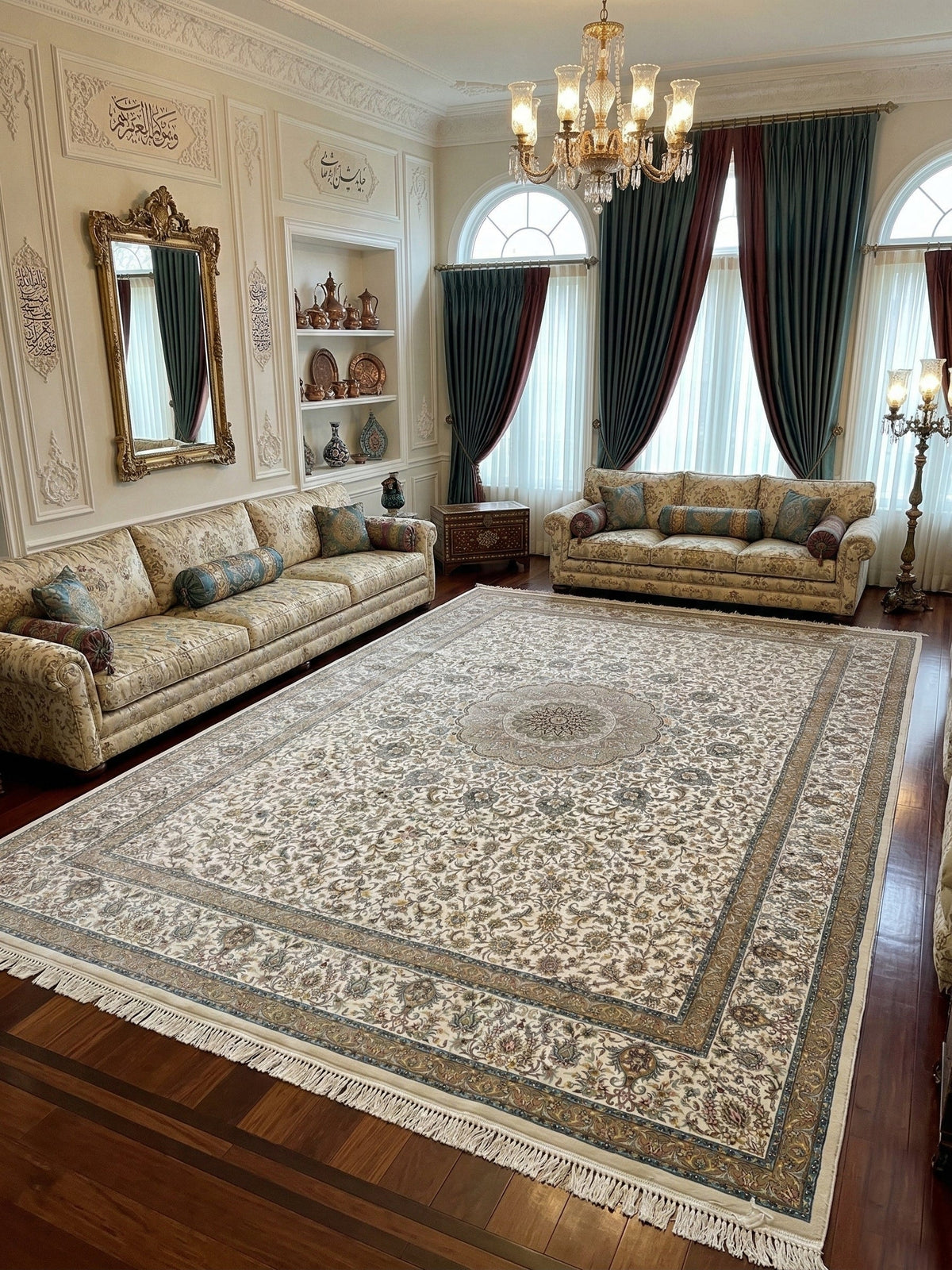 Shams-un-Nisa Iranian Imported 1500 Reeds Off White Rug