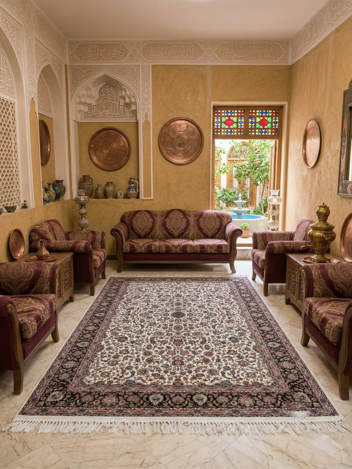 Afsaana Iranian Imported 1500 Reeds Off White Rug