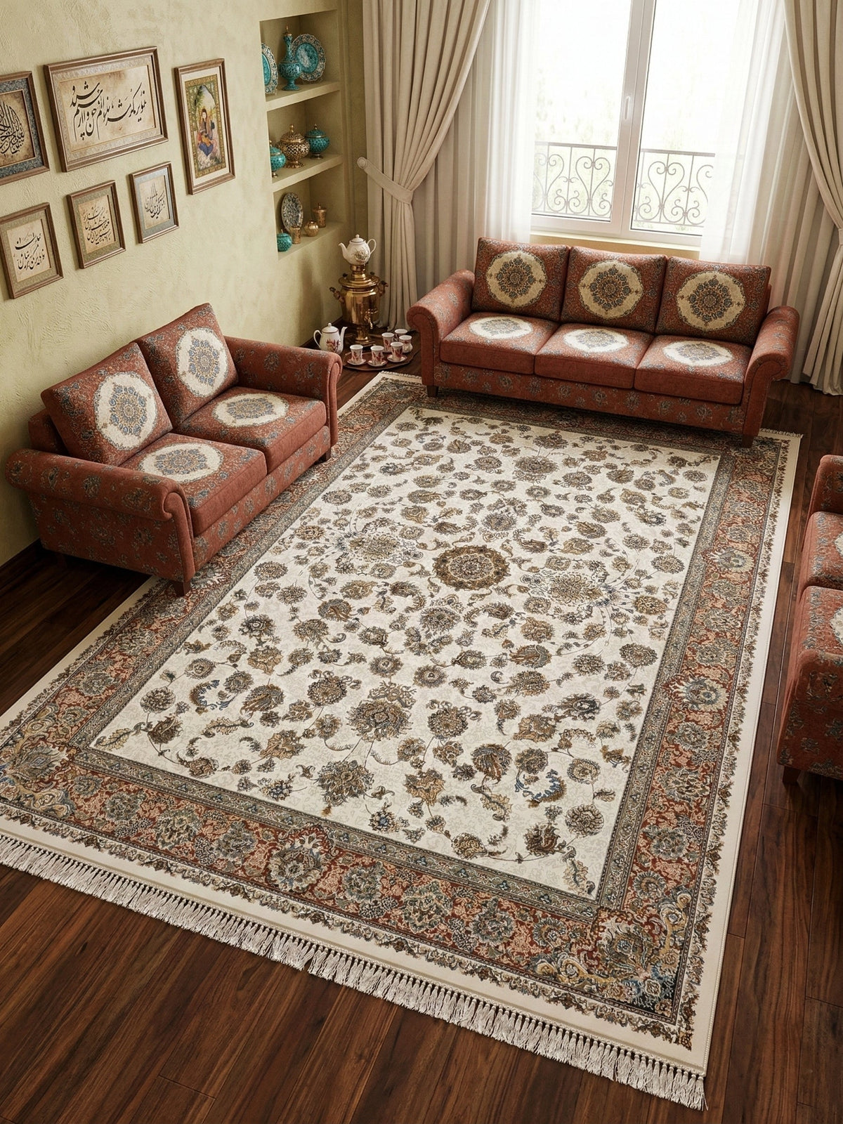 Shifah Iranian Imported 1500 Reeds Cream Rug