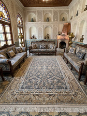 Zahrah Iranian Imported 1500 Reeds Grey Rug