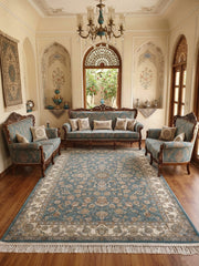 Firuzeh Iranian Imported 1500 Reeds Grey Blue Rug