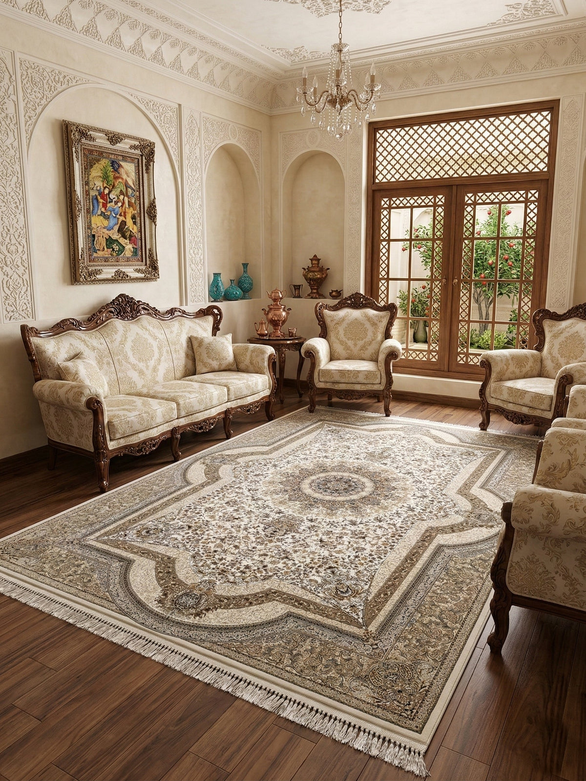 Nazanin Iranian Imported 1500 Reeds Off White Rug