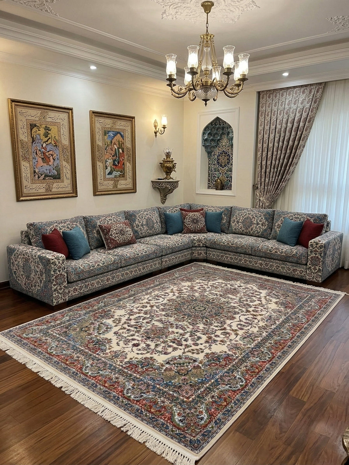 Mehr-Anahid Iranian Imported 1500 Reeds Cream Rug
