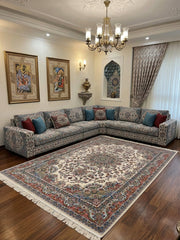 Mehr-Anahid Iranian Imported 1500 Reeds Cream Rug