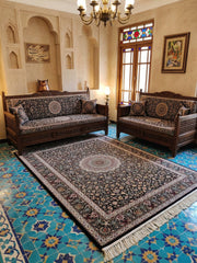 Man-Dokh Iranian Imported 1500 Reeds Black Rug