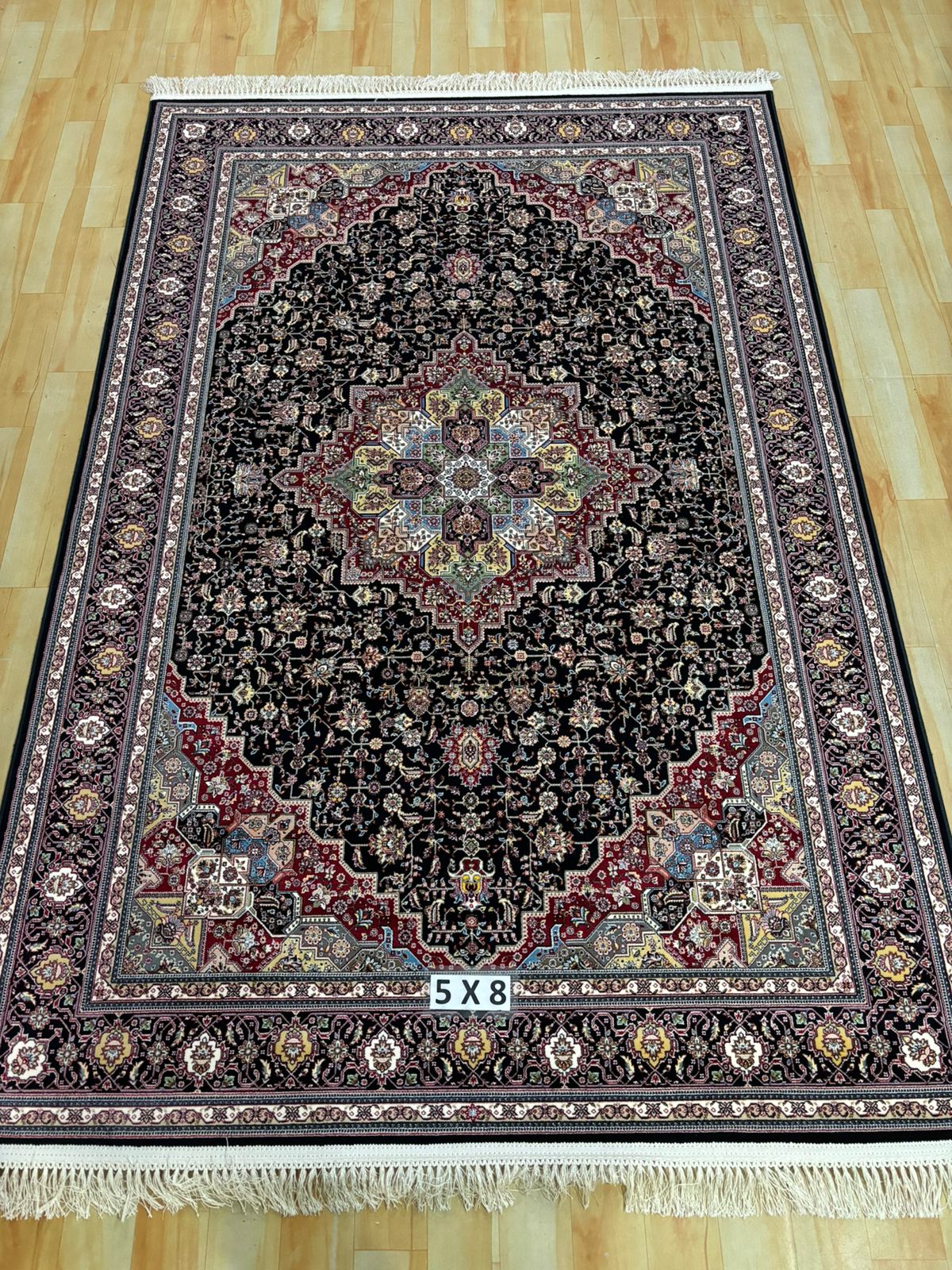 Danyah Iranian Imported 1500 Reeds Black Rug