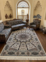 Dhikra-Gul Iranian Imported 1500 Reeds Off White Rug
