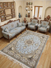 Imtihal Iranian Imported 1500 Reeds Light Blue Rug