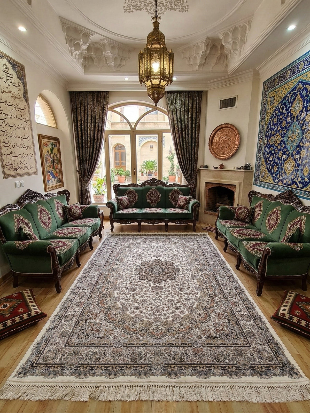 Kafiyah Iranian Imported 1500 Reeds Cream Rug