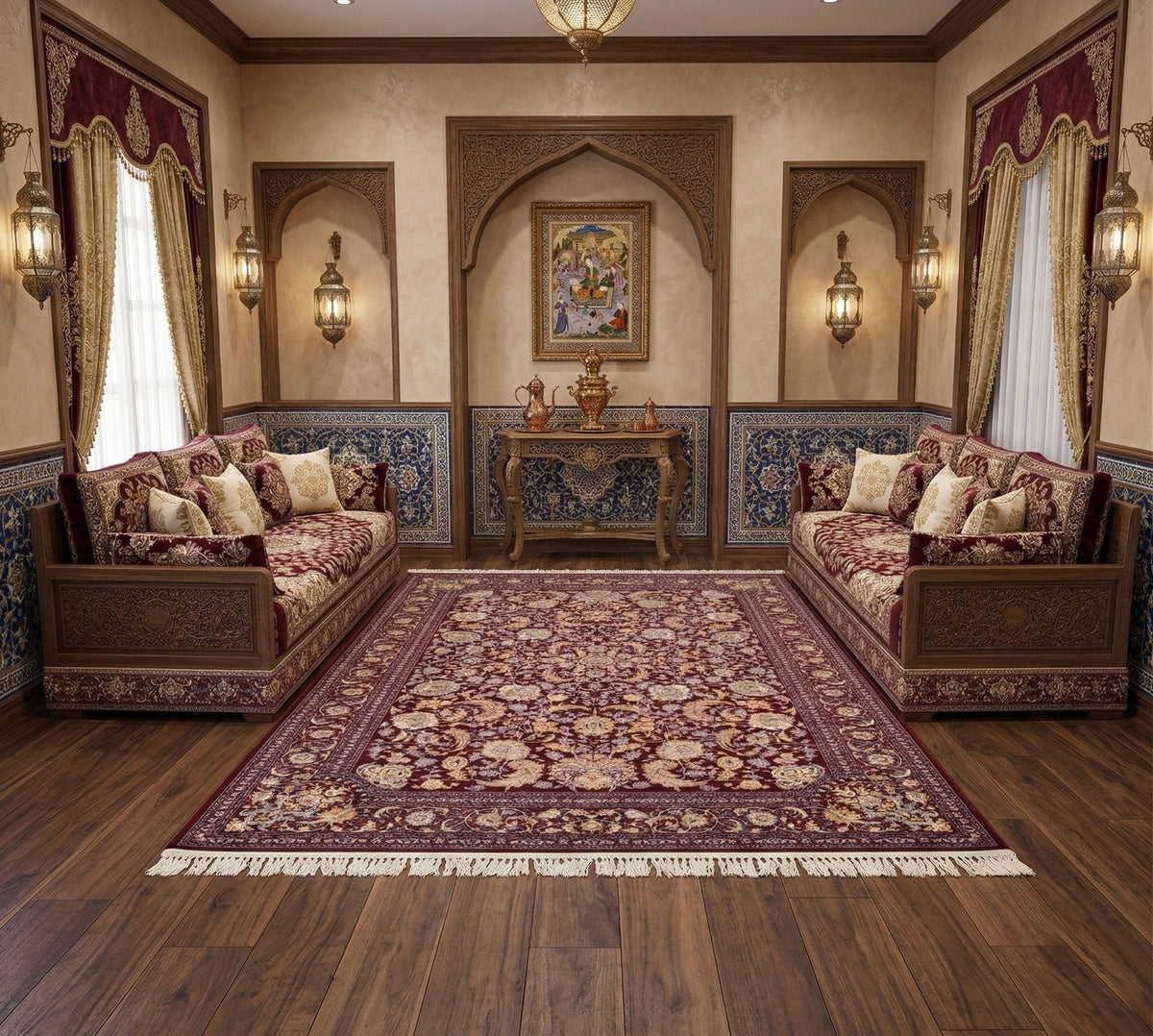 Adeela Iranian Imported 1500 Reeds Maroon Rug