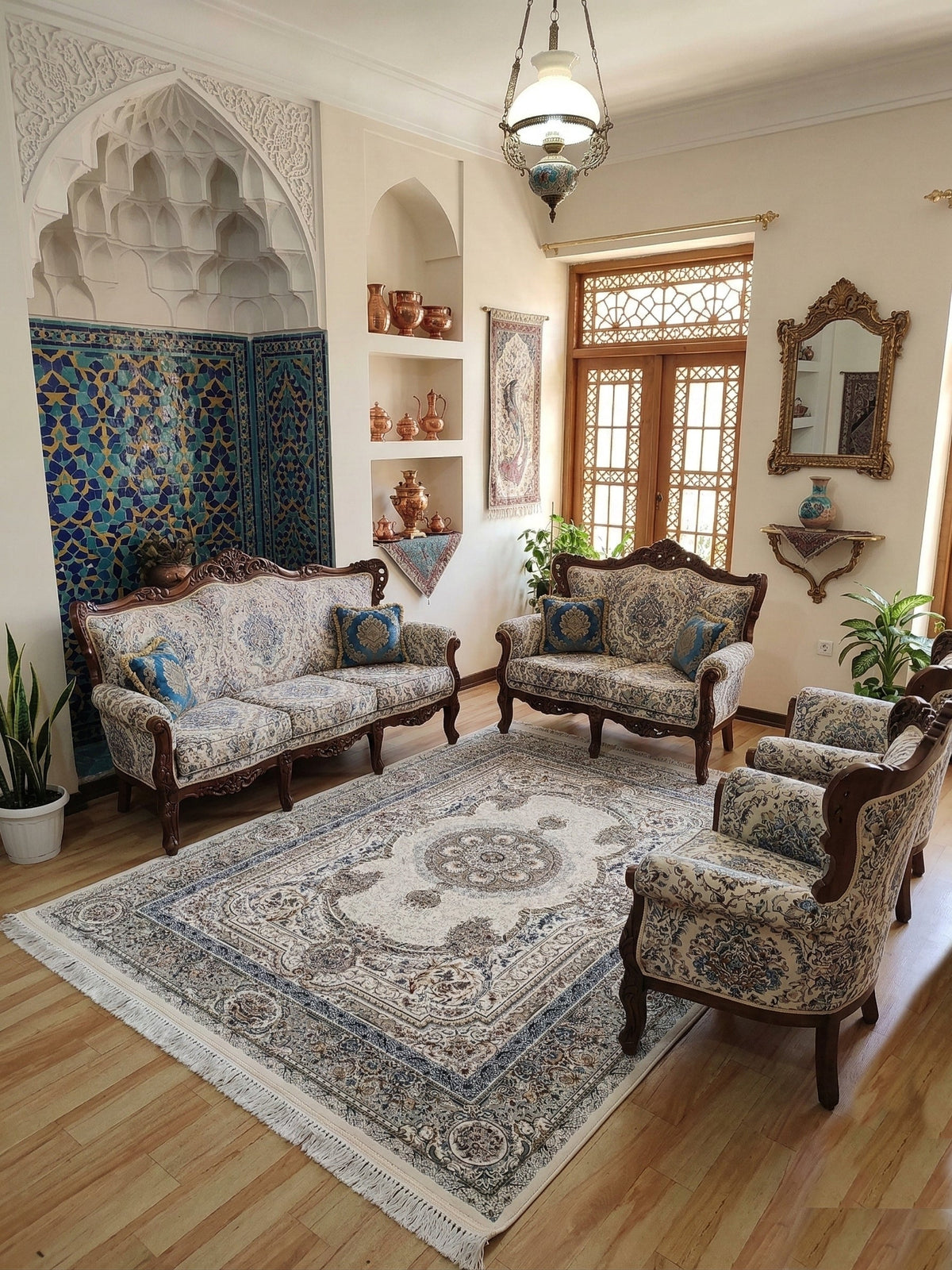 Tahmineh Iranian Imported 1500 Reeds Cream Rug