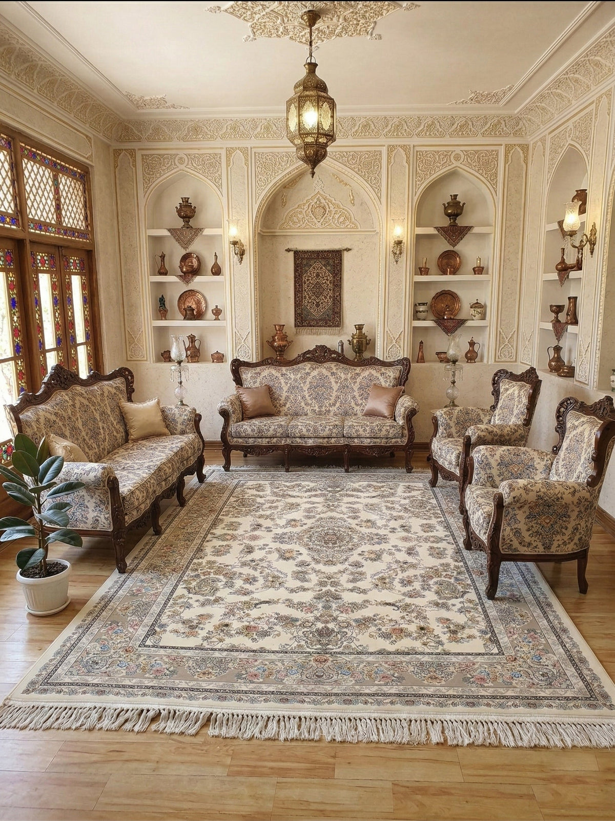 Tarkan Iranian Imported 1500 Reeds Cream Rug