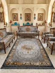 Gulnaaz Iranian Imported 1500 Reeds Grey Rug