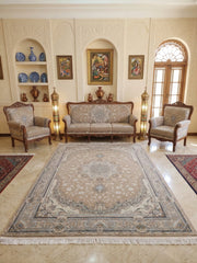 Lamya Iranian Imported 1500 Reeds Beige Rug